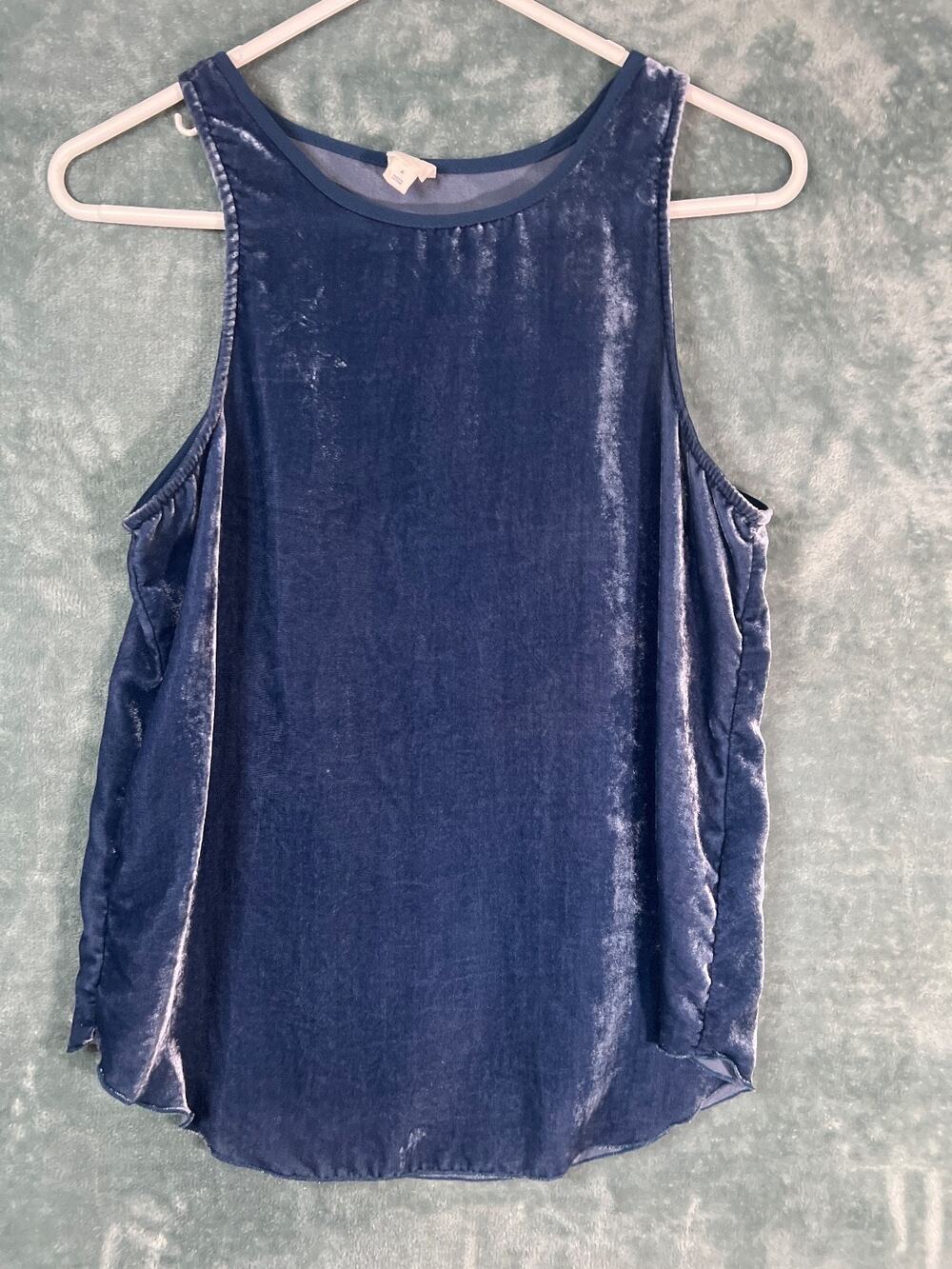 Gap Medium Blue Velvet Tank Top Blouse Size 8 Excellent